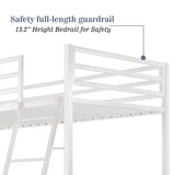 Allewie Metal Bunk Bed Twin Over Twin Size for Junior & Adults with Ladder and Heavy Duty Guardrail, Small Space Saving Design for Bedroom Kid Room and Dorm, White Allewie