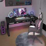 StarGraph Computer Desk 47'' Large Home Office Desk with Sturdy Metal Frame U Shaped Modern Computer Desks with Storage Study Writing Office Work from Home Desks (Black, 47 inch) StarGraph