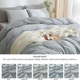 MWL Toy Striped Duvet Cover Set Full Size 3 Pcs Breathable Durable 100% Washed Cotton Comforter Cover for All Seasons Chic Linen Like Textured Bedding Set (Light Blue White Pinstripes, Full) MWL Toy