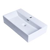VCCUCINE 24"x14"Wall Mounted Bathroom Vessel Sink with Towel Rack,Wall Hung Porcelain Ceramic Sink,White Floating Rectangular Lavatory Vanity Small Bathroom Sink With Single Faucet Hole and Overflow VC CUCINE