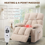Massage Rocking Recliner Chair, Ergonomic Recliners Sofa with Vibration Massage & Heat, Rocking Chair Nursery Chair for Living Room Lounge with 4 Pockets, 2 Cup Holdersrt, Beige
