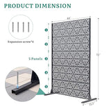 Ultym Metal Privacy Screen with Stand, 5-Panel 72" H×44" W Snowflake Room Divider,Rust-Resistant Steel Fence for Outdoor Indoor, Freestanding Decorative Steel Panel for Patio Garden Balcony Yard Ultym