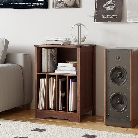 ChooChoo Record Player Stand, Vinyl Record Storage Cabinet, Turntable Stand Holds up to 160 Albums, Record Player Table Display Shelf for Living Room, Bedroom, Office, Walnut ChooChoo