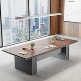 8FT Conference Table for 8–10 People, 1.65" Thick Top Boardroom Meeting Table with Cable Management Grommet, Modern Walnut Office Conference Room Table SNKBOAT