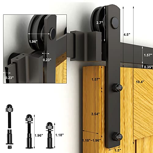 LQKUMJG 6FT Sliding Barn Door Hardware Kit for Single Wood Door, Smoothly and Quietly, Easy to Install Fit 35" Wide and 1.18"-1.96" Thickness Door Panel, includes Installation Instruction LQKUMJG
