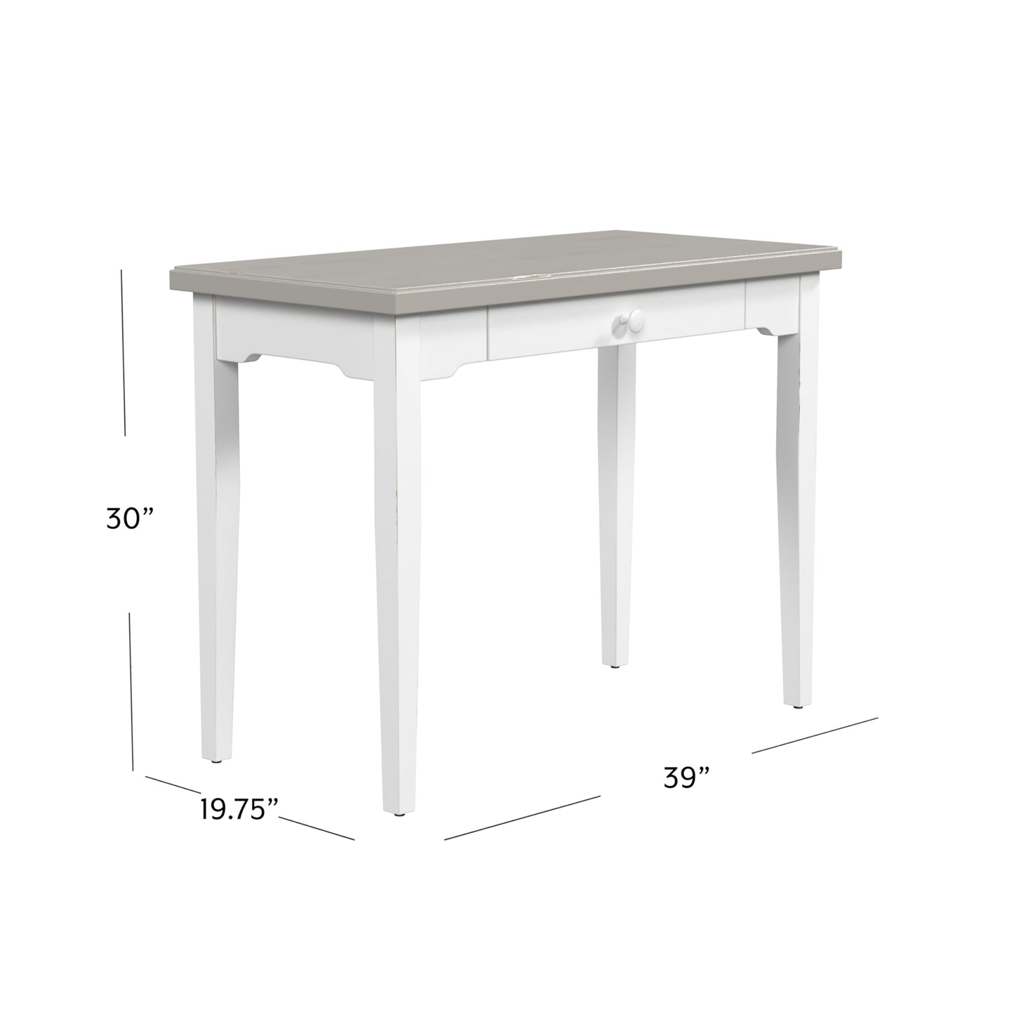 Hillsdale Furniture Clarion, Gray Wood Top/Sea White Base Desk/Table, Distressed - WoodArtSupply