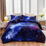 A Nice Night Galaxy 6Pcs Bedding Sets Outer Space Comforter Bed in a Bag 3D Printed Quilt,for Children Boy Girl Teen Kids,Full 6Pcs A Nice Night