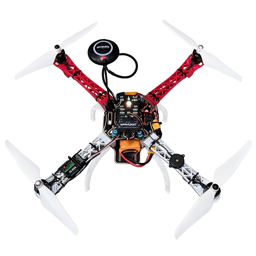 HAWK'S WORK F450 Drone Kit to build, DIY Quadcopter Set, Frame + Pixhawk + GPS + Power Module + ESC + Brushless Motor + Prop + Battery + RC Transmitter & Receiver + Accessory + Guild Book & Video (A) HAWK'S WORK