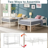 HomJoones Metal Bunk Bed Twin Over Twin Sturdy Heavy Duty Bunk Beds with 2 Side Ladders,Space Saving,No Box Spring Needed,for Boys Girls Teens Adults, Bedroom, Dormitory (White) HomJoones