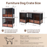 75" Wooden Dog Crate Furniture – Chew-Resistant Kennel for Medium/Large Breeds,3-Door Indoor Kennel with 3.1" Raised Feet, Multi-Functional TV Stand & End Table (Brown, 75 * 26.3 * 32.1 inch) walnest