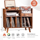 UODERS Record Player Stand, Large Record Player Table Cabinet with Open Vinyl Storage and Display Shelf Holds up to 350 Albums, Mid Century Wood Turntable for Living Room, Bedroom (Brown) UODERS
