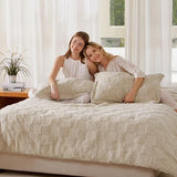 Joiedomi Tufted King Size Comforter Set, 3 Pieces Beige Boho King Bedding Set with 1 Plaid Geometric Comforter and 2 Pillow Shams, Checkered Bed in a Bag for All Seasons Joiedomi
