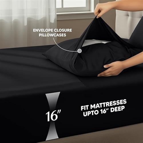 Utopia Bedding Twin Sheet Set – 3 Piece Bed Sheets for Twin Size Bed, Soft and Breathable Microfiber, Includes 1 Fitted Sheet, 1 Flat Sheet and 1 Pillowcase (Black) Utopia Bedding
