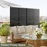 Metal Privacy Screen Outdoor 72" H×47" W,Freestanding Decorative Privacy Screen for Balcony Yard&Garden,Privacy Fence-Black&Louvered YESUNEED