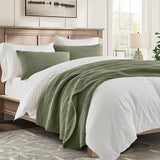 EVERGRACEHOME Cotton Coverlet Set King Size 3 Pieces, Lightweight Soft Ribbed Matelassé Bedspread Quilt Set, Cozy Oversized Quilted Bedding Set with 2 Pillow Shams for All Seasons, Olive Green EVERGRACEHOME