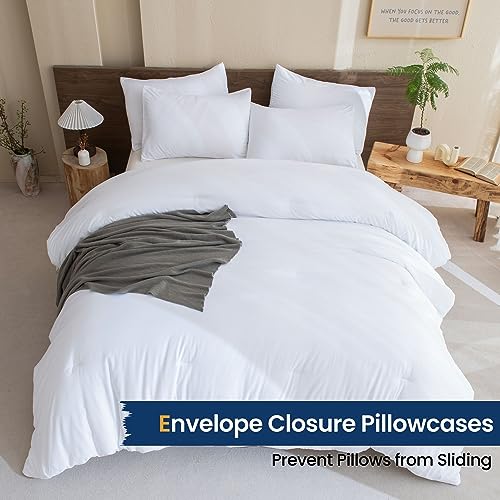 Paxrac White Comforter Twin/Twin XL Size, 2 Pieces Extra Long Comforter Set for Dorm, Lightweight Solid Bedding Set, All Seasons Soft Breathable Twin Comforter Set (68x90In Comforter & 1 Pillowcase) Paxrac
