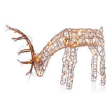 Alpine Corporation 24"H Outdoor Rattan Grazing Reindeer Lawn Decoration with White Lights , Christmas Decoration Alpine Corporation