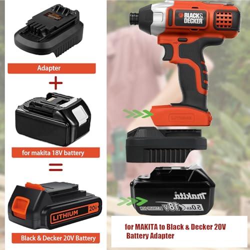 Battery Adapter for makita 18V Lithium Battery Convert to for Black+Decker 20V LBXR2020 LBX20 LBXR20 Battery Use for Black+Decker 20V Cordless Power Tool (Adapter only) - WoodArtSupply