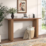 Fluted Narrow Console Table, Mid Century Modern Long Entryway Table, Farmhouse Entry Way Couch Table Behind Sofa, Easy Assembly, 60 Inch, for Living Room, Hallway, Entrance, Wooden, Walnut Xyulmeo