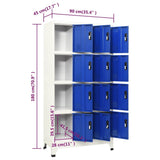 GOLINPEILO Metal Locker Storage Cabinet with 12 Lockable Door, Gray and Blue Steel Locker Storage Organizer for School Office Gym Home Employees Staff Sundries Room 35.4"x17.7"x70.9" GOLINPEILO