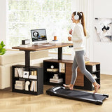UPOSOJA L Shaped Standing Desk Adjustable Height, 53" Electric Office Desk with File Drawers & Storage Shelves, Sit Stand Corner Computer Desk with Power Outlets, Pegboard, 6 Hooks, Black & Walnut UPOSOJA