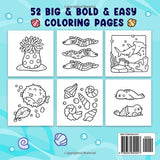 Ocean Scene: Coloring Book for Adults and Kids, Bold and Easy Designs for Relaxation with Sea Life (Bold & Easy Coloring) WoodArtSupply