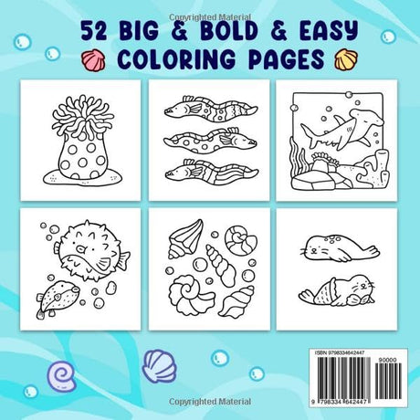 Ocean Scene: Coloring Book for Adults and Kids, Bold and Easy Designs for Relaxation with Sea Life (Bold & Easy Coloring) WoodArtSupply