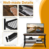 Tangkula TV Stand for TVs up to 46 Inch, 3-Tier Industrial Wooden Console Table with Mesh Grid Storage Shelf, Metal Frame, Rustic Entertainment Center for Living Room (Rustic Brown) Tangkula