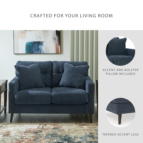 Signature Design by Ashley Bixler Classic Tufted Loveseat with Removable Cushions, Blue Signature Design by Ashley