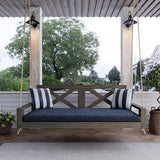 Malvern Twin Wood Porch Swing Bed in Dark Walnut Stain, Amish Handcrafted Daybed Style Swing Amish Casual