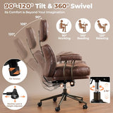 ovios Ergonomic Office Chair, High Back Faux Leather Executive Chairs with Thick Cushion, Comfy Mid-Century Modern Swivel Rolling Computer Armchair (Dark Brown, Suede Leather) ovios
