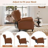 Bonzy Home Genuine Leather Pushback Recliner for Adults with Rivet Decoration, Push Back Recliner Chair with Overstuffed Cushion, Single Reclining Sofa with Button-Tufted Back for Living Room,Brown