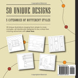 Clear lines: Coloring book for children and adults, 50 stress-free designs, Calming window views, Relaxing landscapes, Abstract shapes, Cozy interiors Majosta