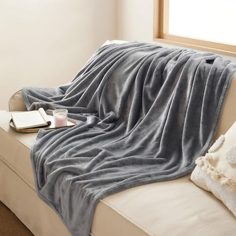 Bedsure GentleSoft Fleece Blanket Twin Size Grey - 300GSM Lightweight Plush Fuzzy Cozy Soft Warm Blanket for Bed, Sofa, Couch, Travel, Camping, 60x80 inches Bedsure
