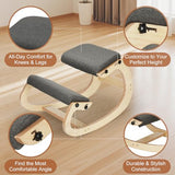 Ultimate Ergonomic Kneeling Chair - Adjustable Seat & Smooth Rocking Base for Active Posture Support, Effectively Relieves Back & Spine Pressure at Home/Office, Sturdy Kneeling Chair Holds 300lbs Drizzlen