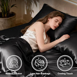 Love's cabin Twin Satin Sheets Sets - 3 Piece Black Silky Bed Sheets with Deep Pockets, Luxury Silk Feel Satin Twin Size Sheet Set Bedding Set (1 Flat Sheet,1 Fitted Sheet,1 Pillow case) Love's cabin