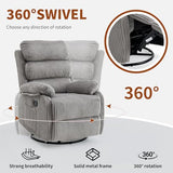 Seanrum Plush Premium Velvet 360° Swivel Rocker Recliner Chair - High Back Glider with Generous Footrest, Supportive Armrests & Side Pocket for Nursery, Living Room & Small Spaces Grey