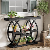 Tribesigns 39.4" Console Table, Industrial 4-Tier Sofa Table Entryway Table with Storage Shelves, Narrow Wood Accent Tables with Metal Frame for Small Spaces, Hallway, Foyer, Black Tribesigns