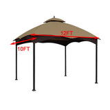 Gazebo Replacement Canopy Top Cover - Wonwon 10X12 Double Tiered Canopy Roof for Lowe's Allen Roth Gazebo Model #GF-12S004BTO/GF-12S004B-1 (Khaki) Wonwon