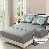 Yiran California King Comforter Set Grey Floral Comforter for All Season Cal King Soft Microfiber Bedding Set,7 Pieces,104"x96" Yiran