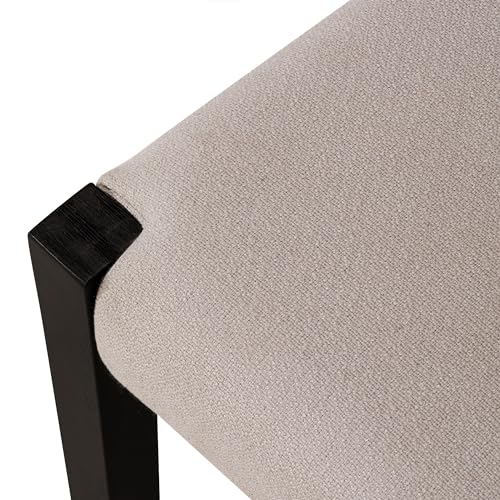 Maven Lane Willow Rustic Wooden Armless Kitchen Dining Chair in Weathered Black Finish with Padded Dove Weave Fabric Upholstered Seat, Set of 4 Maven Lane