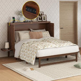 KALALLA Queen Size Murphy Cabinet Bed with Desk Combo and 2 Removable Shelves, USB Charging Station, Murphy Chest Dresser Foldable Bed, Space Saving for Small Space - Walnut KALALLA