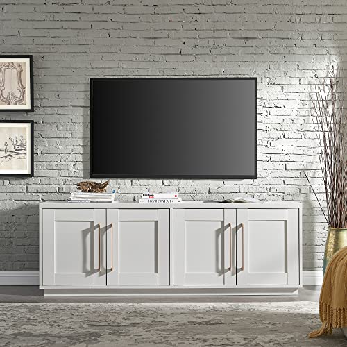 Henn&Hart Tillman Rectangular TV Stand for TV's up to 80" in, 68" Wide, White Henn&Hart