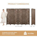 5.6 Ft Folding Room Divider, Portable Privacy Screen & Partition, No Assembly Required for Use as Cat Litter Box Cover, Clutter Hider, Room Separator, 6 Panels (Brown) Svimi