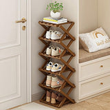 YYW Shoe Rack, Foldable Bamboo Shoes Shelf, Freestanding Shoe Storage Organiser for Entryway, Hallway, Bedroom, Closet (Brown, 6 Layers) YYW