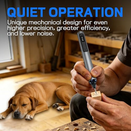 LAPUPUTIK Engraving Pen, Cordless Rotary Tool Kit with OLED Screen & Pause Button, Works While Charging, 5 Speeds Engraver with 30 Bits for Metal Wood Glass Plastic Lapuputik