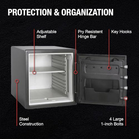 SentrySafe Medium Gray Fireproof Safe and Waterproof Safe Box with Dial Combination, Home Safe for Money, Documents, or other Valuables, 1.23 Cubic Feet, SFW123DSB SentrySafe