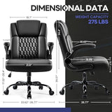 OFIKA Leather Office Desk Chair,Ergonomic Office Chair with Lumbar Support,Computer Chair,Executive Leather Chair with Padded Flip-up Arm,Adjustable Armrests, Black,275LBS OFIKA