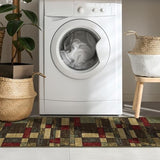 Machine Washable Boxes Design Non-Slip Rubberback 3x10 Traditional Runner Rug for Hallway, Kitchen, Bedroom, Living Room, 2'7" x 9'10", Boxes Multicolor Ottomanson