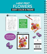 Large Print Easy Color & Frame - Flowers (Stress Free Coloring Book) WoodArtSupply
